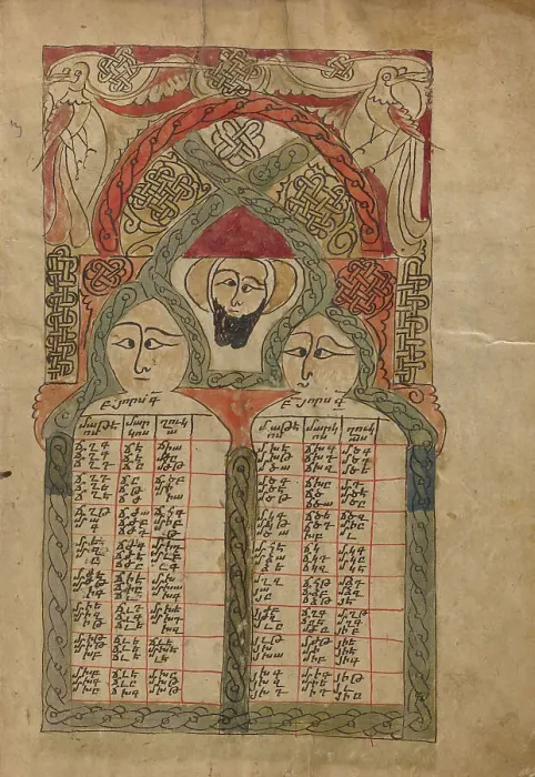 Framed Print : Canon Table Page; Gospel Book, 1386. Creator: Unknown Framed Print : Canon Table Page; Gospel Book, 1386. Creator: Unknown