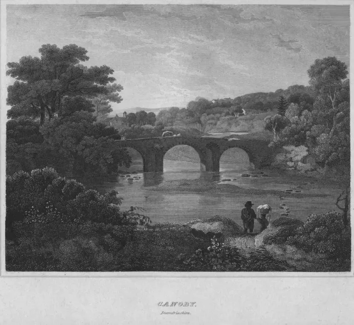 Framed Print : Canonbie, Dumfriesshire, 1814. Artist: John Greig Framed Print : Canonbie, Dumfriesshire, 1814. Artist: John Greig