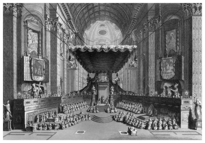 Framed Print : Canonization of Saints in St Peters Church, Rome. Artist: T Brown Framed Print : Canonization of Saints in St Peters Church, Rome. Artist: T Brown