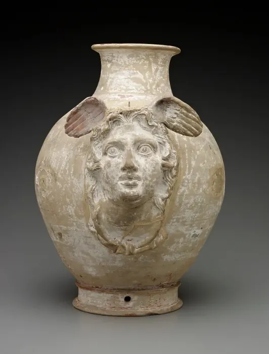 Framed Print : Canosan White-Ground Amphora with Protomes: Medusa and Centaurs, 3rd-2nd centuries BC. Creator: Unknown Framed Print : Canosan White-Ground Amphora with Protomes: Medusa and Centaurs, 3rd-2nd centuries BC. Creator: Unknown