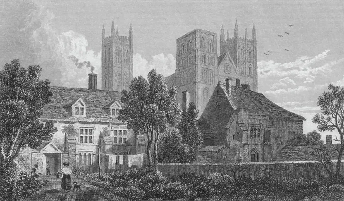Framed Print : Canterbury Cathedral. Kent, c1831. Artist: Henry Adlard Framed Print : Canterbury Cathedral. Kent, c1831. Artist: Henry Adlard
