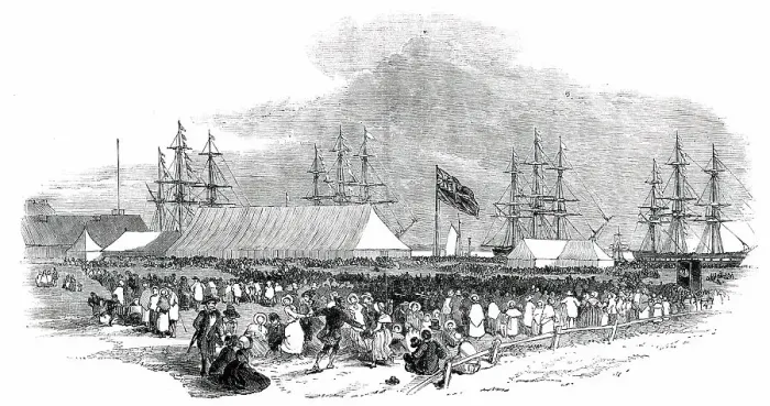 Framed Print : The Canterbury Colonists - scene at Gravesend, on Monday, 1850. Creator: Unknown Framed Print : The Canterbury Colonists - scene at Gravesend, on Monday, 1850. Creator: Unknown