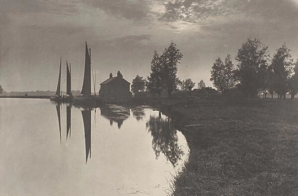 Cantley: Wherries Waiting for the Turn of the Tide, 1886. Creator: Dr Peter Henry Emerson