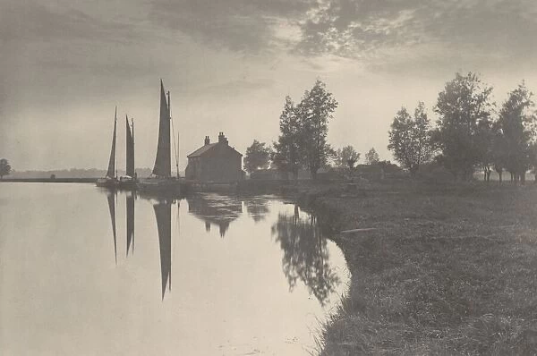 Cantley: Wherries Waiting for the Turn of the Tide, 1886. Creator: Dr Peter Henry Emerson