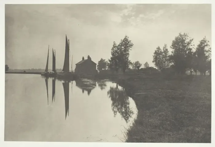 Framed Print : Cantley: Wherries Waiting for the Turn of the Tide, 1886. Creator: Peter Henry Emerson Framed Print : Cantley: Wherries Waiting for the Turn of the Tide, 1886. Creator: Peter Henry Emerson