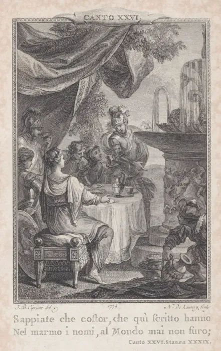 Framed Print : Canto 26, Stanza 39, from Orlando Furioso, 1774. 1774. Creator: Nicolas de Launay Framed Print : Canto 26, Stanza 39, from Orlando Furioso, 1774. 1774. Creator: Nicolas de Launay
