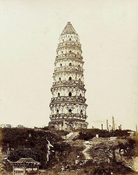 Cantonese Masonry Pagoda, 1860. Creator: Felice Beato