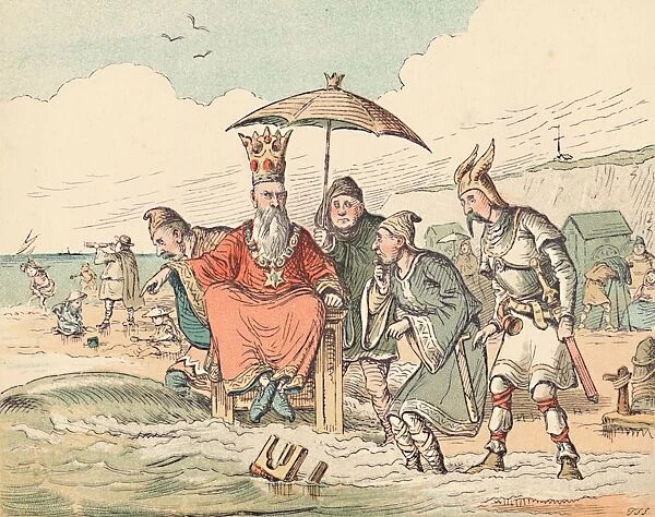 Canute and his Courtiers, c1884. Artist: Thomas Strong Seccombe