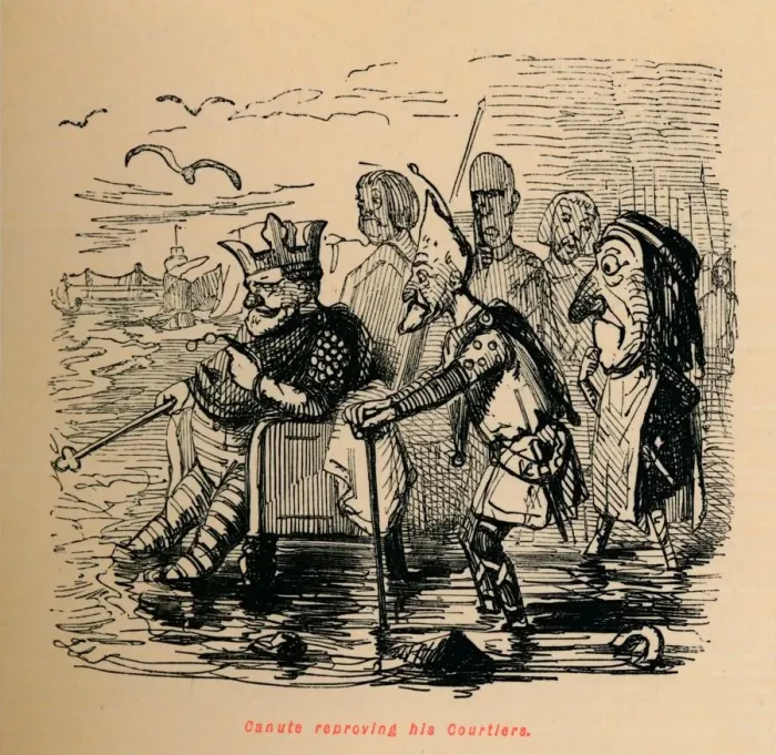 Framed Print : Canute reproving his Courtiers, c1860, (c1860). Artist: John Leech Framed Print : Canute reproving his Courtiers, c1860, (c1860). Artist: John Leech