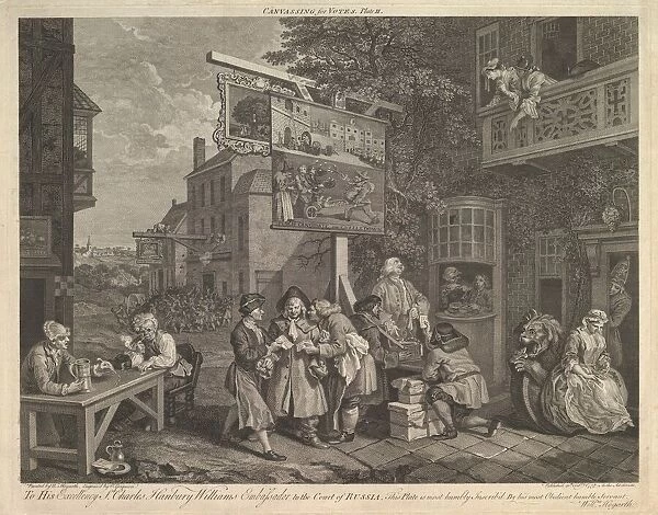 Canvassing for Votes, Plate II: Four Prints of an Election, February 20, 1757