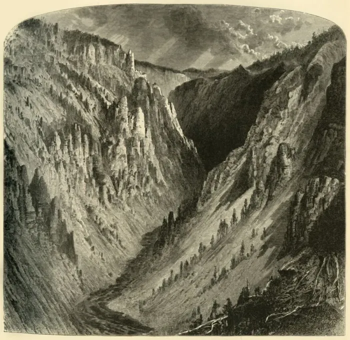 Framed Print : Canyon of the Yellowstone, 1872. Creator: Alfred Harral Framed Print : Canyon of the Yellowstone, 1872. Creator: Alfred Harral