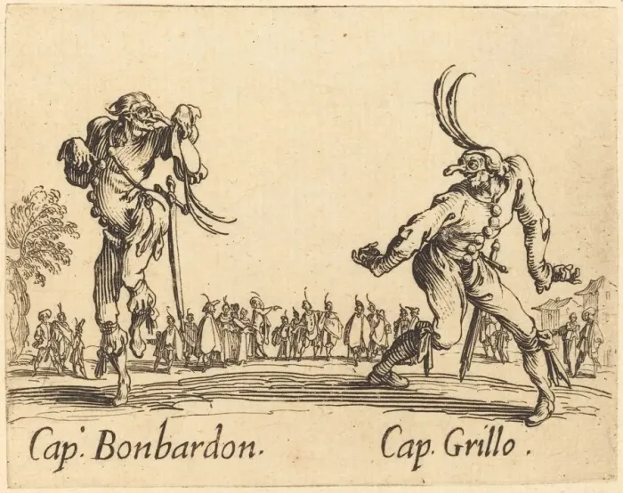 Framed Print : Cap. Bonbardon and Cap. Grillo, c. 1622. Creator: Jacques Callot Framed Print : Cap. Bonbardon and Cap. Grillo, c. 1622. Creator: Jacques Callot