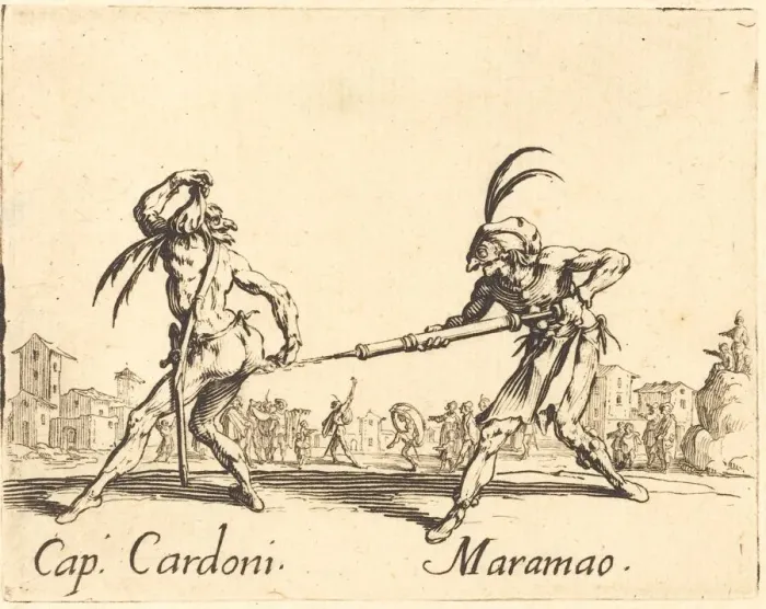 Framed Print : Cap. Cardoni and Maramao, c. 1622. Creator: Jacques Callot Framed Print : Cap. Cardoni and Maramao, c. 1622. Creator: Jacques Callot