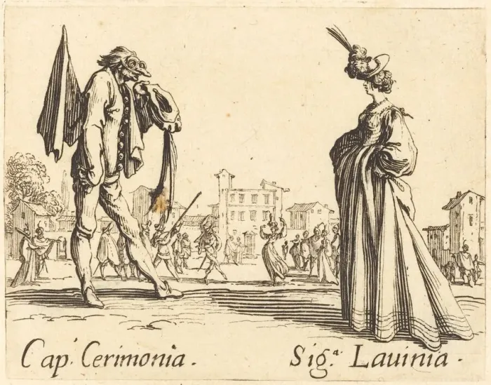 Framed Print : Cap. Cerimonia and Siga. Lavinia, c. 1622. Creator: Jacques Callot Framed Print : Cap. Cerimonia and Siga. Lavinia, c. 1622. Creator: Jacques Callot