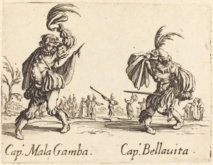 Framed Print : Cap. Mala Gamba and Cap. Bellavita, c. 1622. Creator: Jacques Callot Framed Print : Cap. Mala Gamba and Cap. Bellavita, c. 1622. Creator: Jacques Callot