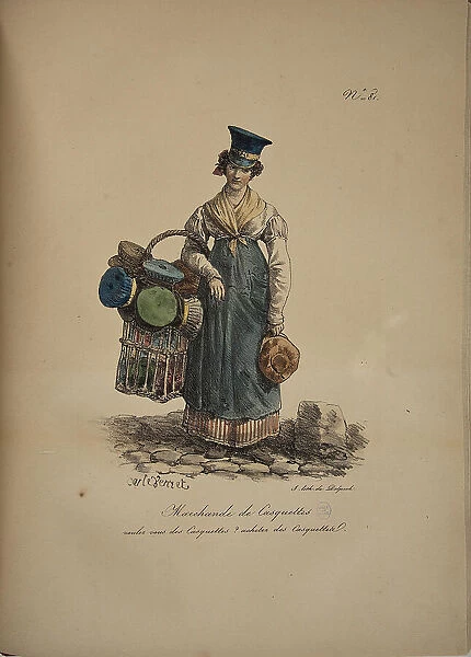 Cap seller. From the Series 'Cris de Paris' (The Cries of Paris), 1815. Creator: Vernet, Carle (1758-1836). Cap seller. From the Series 'Cris de Paris' (The Cries of Paris), 1815. Creator: Vernet, Carle (1758-1836)