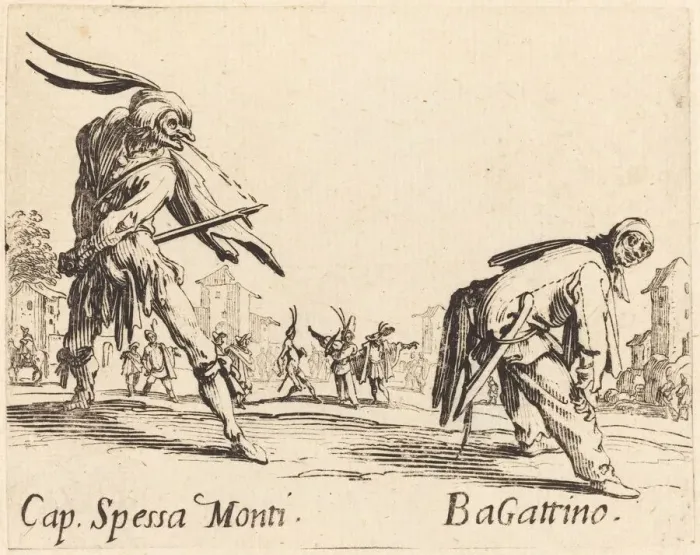 Framed Print : Cap. Spessa Monti and Bagattino, c. 1622. Creator: Jacques Callot Framed Print : Cap. Spessa Monti and Bagattino, c. 1622. Creator: Jacques Callot