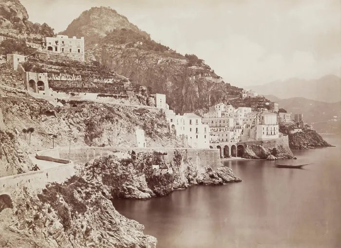 Framed Print : Cape Atrani Panorama, near Amalfi, c1880. Creator: Giacomo Brogi