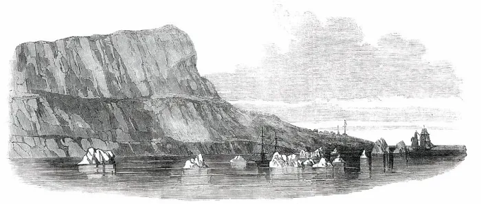 Framed Print : Cape Riley, at the Entrance of Wellington Channel, Barrow's Straits, and Remains of Encampment, 1850 Creator: Unknown Framed Print : Cape Riley, at the Entrance of Wellington Channel, Barrow's Straits, and Remains of Encampment, 1850 Creator: Unknown