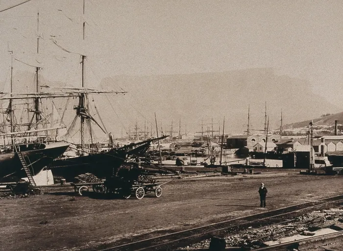 Framed Print : Cape Town, South Africa: The docks at Cape Town, 1896. Creator: GW Wilson and Company