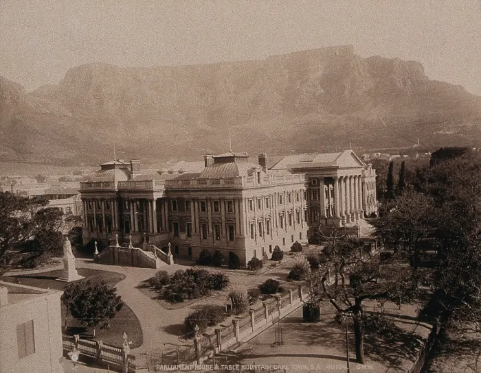 Framed Print : Cape Town, South Africa: Parliament House with Table Mountain behind, 1896. Creator: George Washington Wilson
