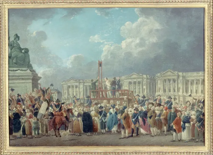 Framed Print : Capital execution, Place de la Revolution, c1793. Creator: Pierre-Antoine Demachy Framed Print : Capital execution, Place de la Revolution, c1793. Creator: Pierre-Antoine Demachy
