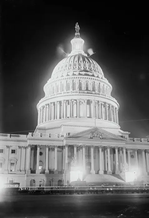Framed Print : Capitol at night, 1917. Creator: Bain News Service Framed Print : Capitol at night, 1917. Creator: Bain News Service