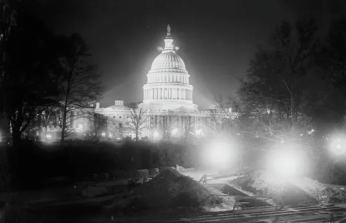 Framed Print : Capitol at night, between c1915 and c1920. Creator: Bain News Service Framed Print : Capitol at night, between c1915 and c1920. Creator: Bain News Service