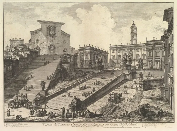 Framed Print : The Capitol and the steps of S. Maria in Aracoeli (Veduta del Romano Camipidoglio con Framed Print : The Capitol and the steps of S. Maria in Aracoeli (Veduta del Romano Camipidoglio con