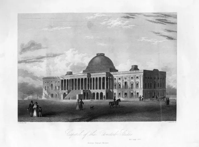 Framed Print : Capitol of the United States, Washington DC, 1855. Artist: J Andrews Framed Print : Capitol of the United States, Washington DC, 1855. Artist: J Andrews