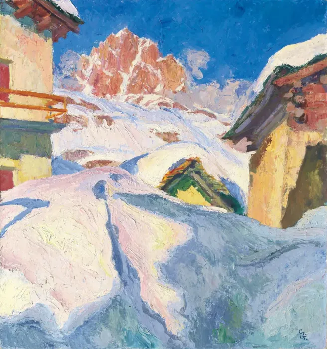 Framed Print : Capolago in Winter with a View of Piz Lagrev, 1928. Artist: Giacometti, Giovanni (1868-1933) Framed Print : Capolago in Winter with a View of Piz Lagrev, 1928. Artist: Giacometti, Giovanni (1868-1933)
