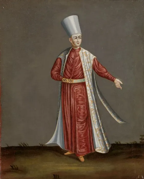 Framed Print : The Capon Aghassi, Chief of the White Eunuchs of the Sultan, 1700-1737. Creator: Workshop of Jean Baptiste Vanmour