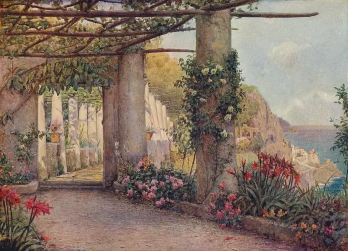 Framed Print : The Cappuccino, Amalfi, (1903). Artist: Ernest Arthur Rowe Framed Print : The Cappuccino, Amalfi, (1903). Artist: Ernest Arthur Rowe