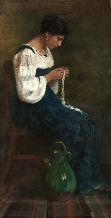 Framed Print : Capri Lace Maker, 1884. Creator: George B. Butler (American, 1838-1907) Framed Print : Capri Lace Maker, 1884. Creator: George B. Butler (American, 1838-1907)