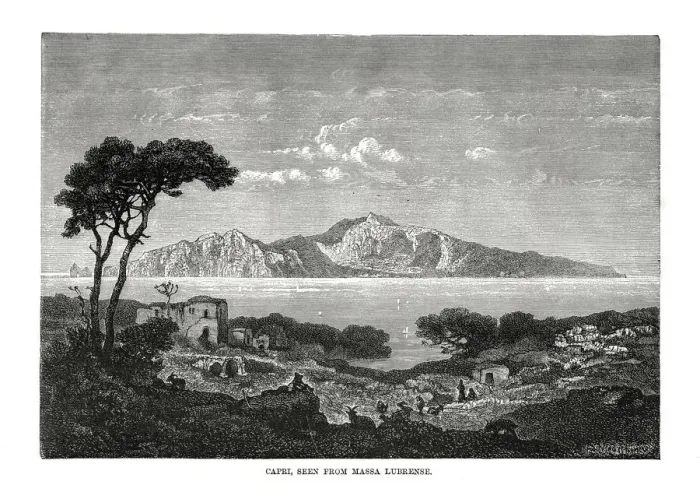 Framed Print : Capri seen from Massa Lubrense, Italy, 1879 Framed Print : Capri seen from Massa Lubrense, Italy, 1879