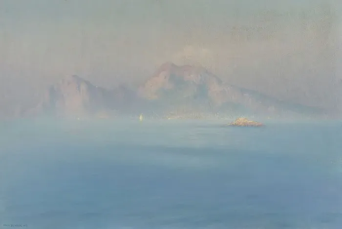 Framed Print : Capri, steep coast seen from the sea, 1912. Creator: Henry Brokman