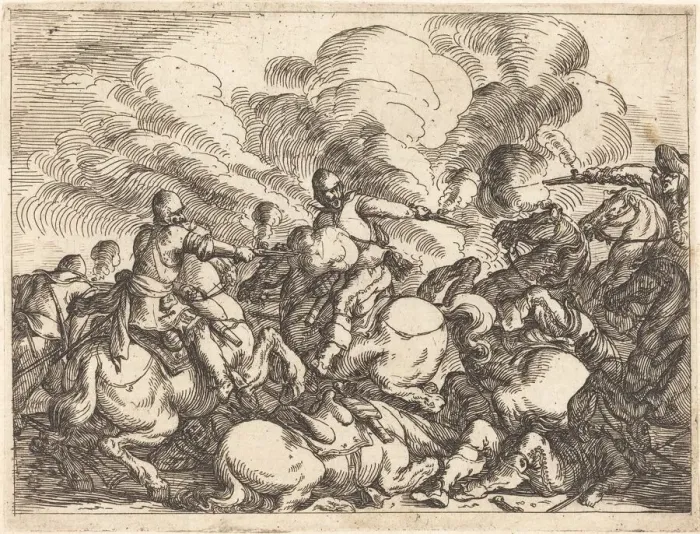 Framed Print : Capricci di varie battaglie, 1635. Creator: Johann Wilhelm Baur Framed Print : Capricci di varie battaglie, 1635. Creator: Johann Wilhelm Baur