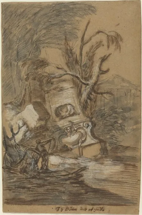 Framed Print : Capriccio with Antique Ruins, 1730s. Creator: Johann George Böhm Framed Print : Capriccio with Antique Ruins, 1730s. Creator: Johann George Böhm