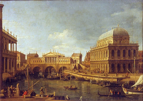 Capriccio with Palladian buildings (Capriccio con edifici palladiani), c.1756. Creator: Canaletto (1697-1768)