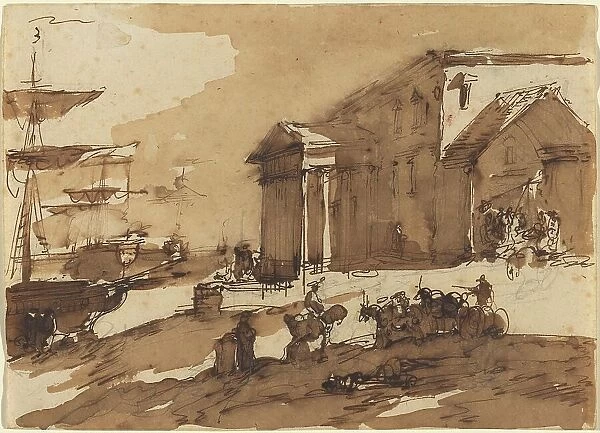Capriccio of a Port Scene. Creator: Giuseppe Bernardino Bison