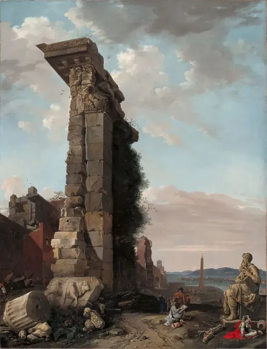 Framed Print : Capriccio with Roman Ruins, Sculptures and a Port, 1650. Creator: Bartholomeus Breenbergh Framed Print : Capriccio with Roman Ruins, Sculptures and a Port, 1650. Creator: Bartholomeus Breenbergh