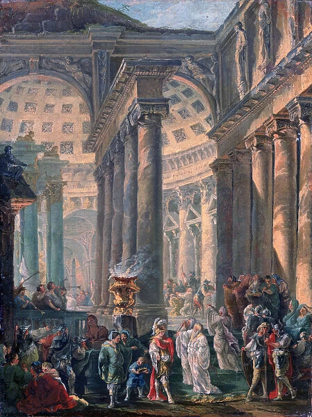 Caprice d un Temple Romain avec l Enterrement Triomphal d Alexandre le Grand, 1755-1760. Artist: Robert Hubert