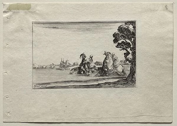 Caprices: Cavaliers Watering their Horses in a River. Creator: Stefano Della Bella (Italian