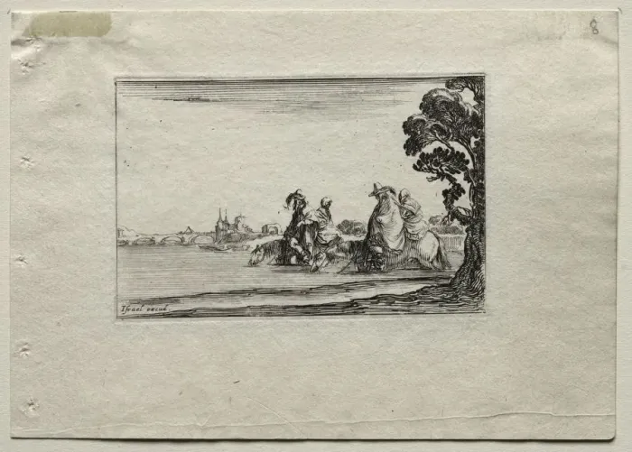 Framed Print : Caprices: Cavaliers Watering their Horses in a River. Creator: Stefano Della Bella (Italian