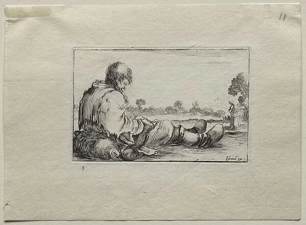 Caprices: Seated Beggar. Creator: Stefano Della Bella (Italian, 1610-1664)