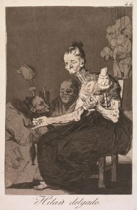 Framed Print : The Caprices: They Spin Finely (Los Caprichos: Hilan Delgado), 1799. Creator: Francisco de Goya Framed Print : The Caprices: They Spin Finely (Los Caprichos: Hilan Delgado), 1799. Creator: Francisco de Goya
