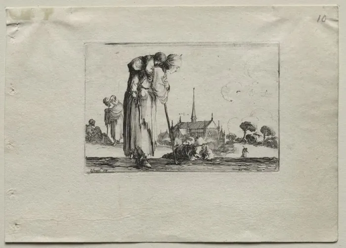 Framed Print : Caprices: Standing Beggar Woman Carrying a Child on her Back. Creator: Stefano Della Bella Framed Print : Caprices: Standing Beggar Woman Carrying a Child on her Back. Creator: Stefano Della Bella