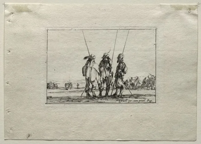 Framed Print : Caprices: Three Standing Soldiers. Creator: Stefano Della Bella (Italian, 1610-1664) Framed Print : Caprices: Three Standing Soldiers. Creator: Stefano Della Bella (Italian, 1610-1664)