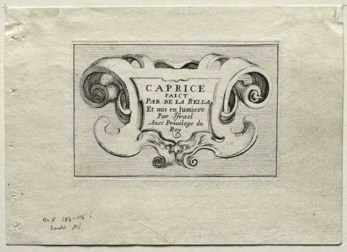 Framed Print : Caprices: Title Page. Creator: Stefano Della Bella (Italian, 1610-1664) Framed Print : Caprices: Title Page. Creator: Stefano Della Bella (Italian, 1610-1664)