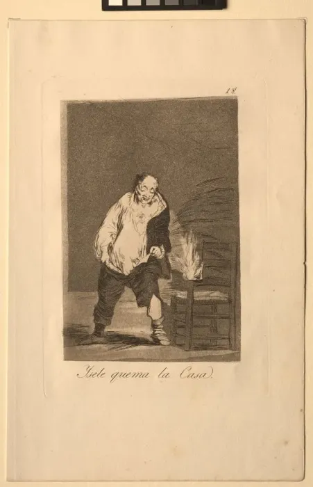 Framed Print : Caprichos: And His House is on Fire Creator: Francisco de Goya (Spanish, 1746-1828) Framed Print : Caprichos: And His House is on Fire Creator: Francisco de Goya (Spanish, 1746-1828)
